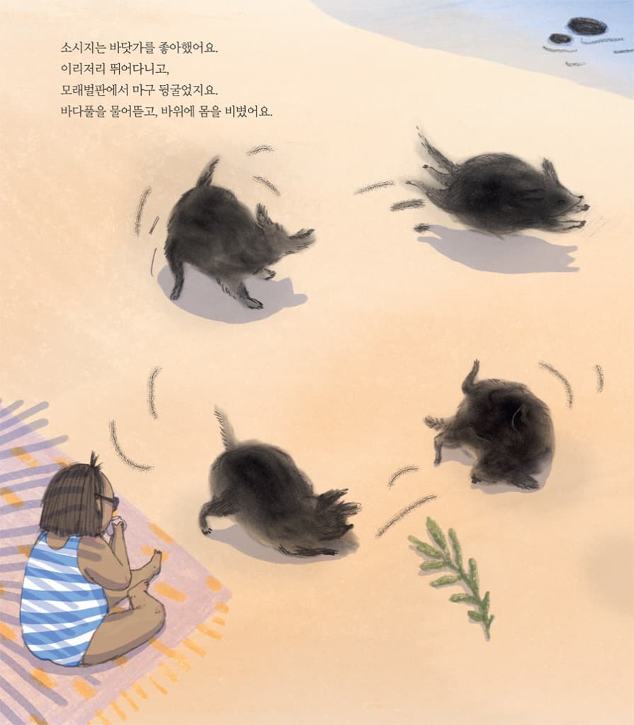 오늘 바다에 갔어요
